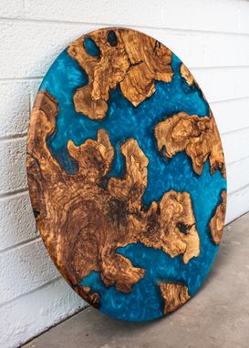 Custom Made 25" Olive Wood "Earth" Resin Art Platter