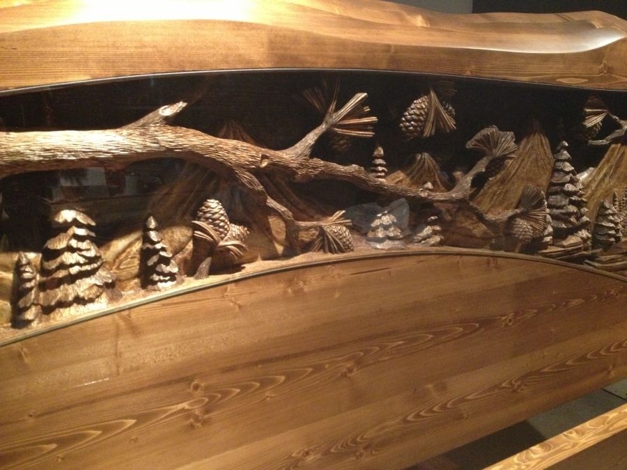 Custom Made King Size Headboard & Footboard, Waterfall & Pine Forest