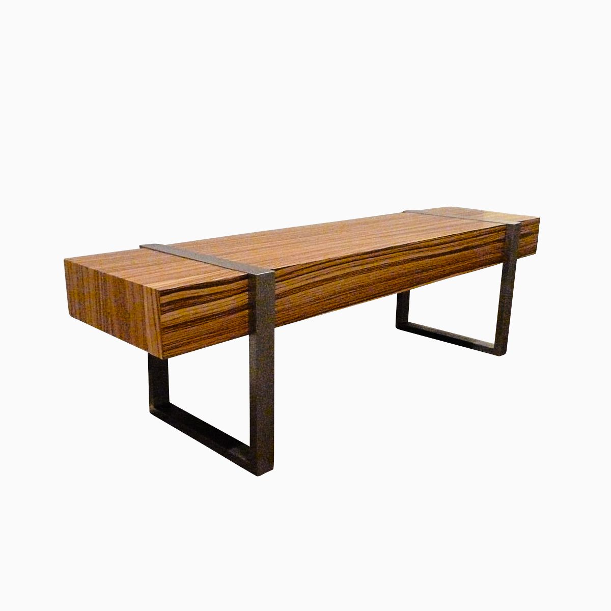 Hand Made Welded Modern Interior Zebra Wood Bench Seat By Bader