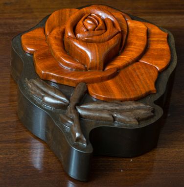 Custom Made Intarsia Rose Jewelry Box