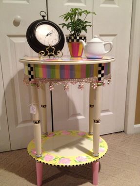Custom Made Hand Painted Oval Harlequin Pastel Table