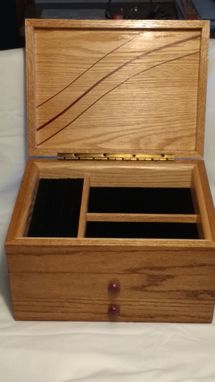 Custom Made Jewelry Box-Red Oak With Purpleheart Accents And Knobs