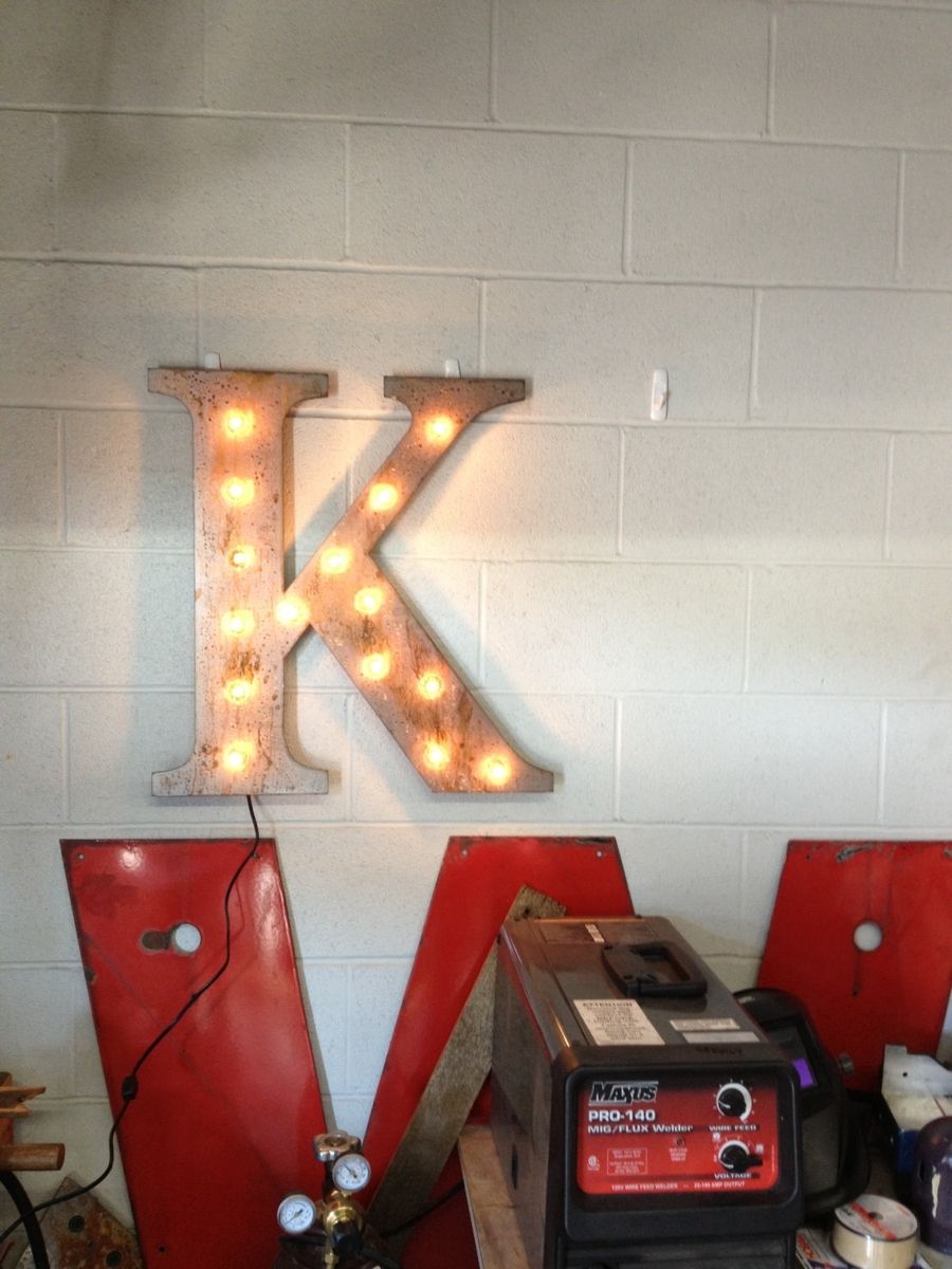 Hand Crafted Marquee Lights Vintage Metal Letter Light Fixture 24" Tall by West Vintage Trading