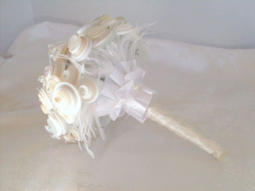 Custom Made Winter White Button Bridal Bouquet