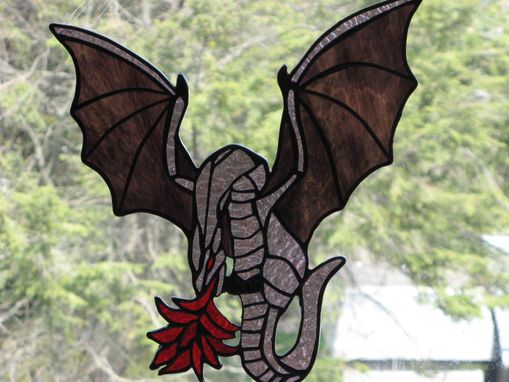 Custom Made Fire-Breathing Dragon Stained Glass Art