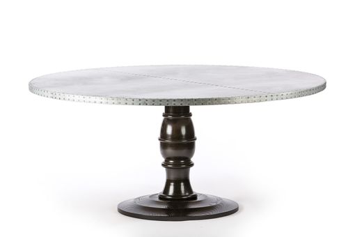 Custom Made Zinc Table Zinc Dining Table - The Providence Round Zinc Top Dining Table