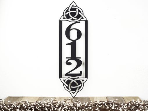 Custom Made Vertical Metal House Number Sign, Celtic Knot