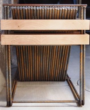Custom Made Rebar And Red Oak Bench