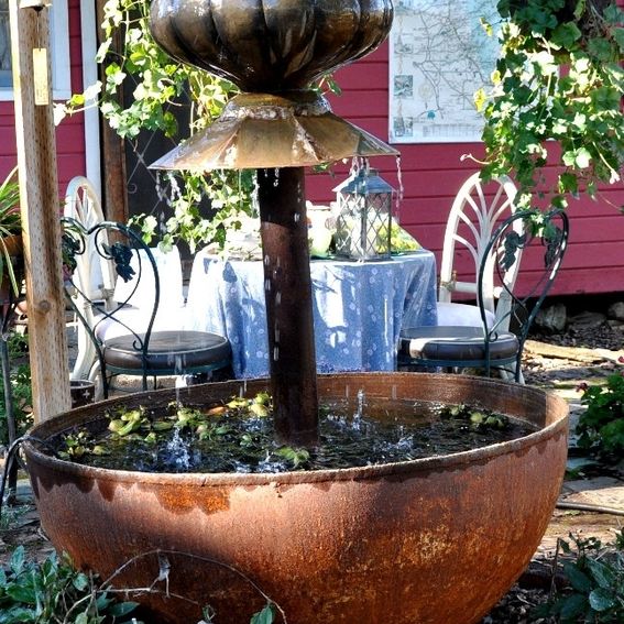 Hand Crafted Propane Tank And Italian Brass Jug Water Fountain 