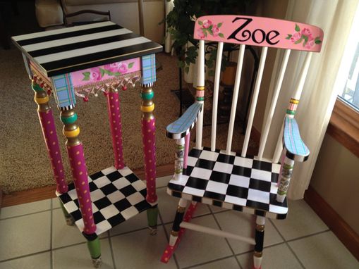 Custom Made Hand Painted Childs Rocking Chair