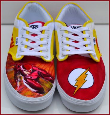 Custom Made Hand Painted Mens Shoes, Painted Converse, "The Flash" Shoes, Unisex Converse, "The Flash" Converse