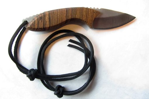 Custom Made Skinner Knife - Bocote Wood Handle - Stainless Steel Blade - Black Leather Sheath