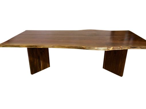 Custom Made Live Edge Book Matched Walnut Slab Dining Table