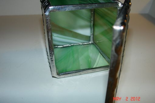 Custom Made 2 X 2 X 2 Bright White And Periot Green Stained Glass Boxes