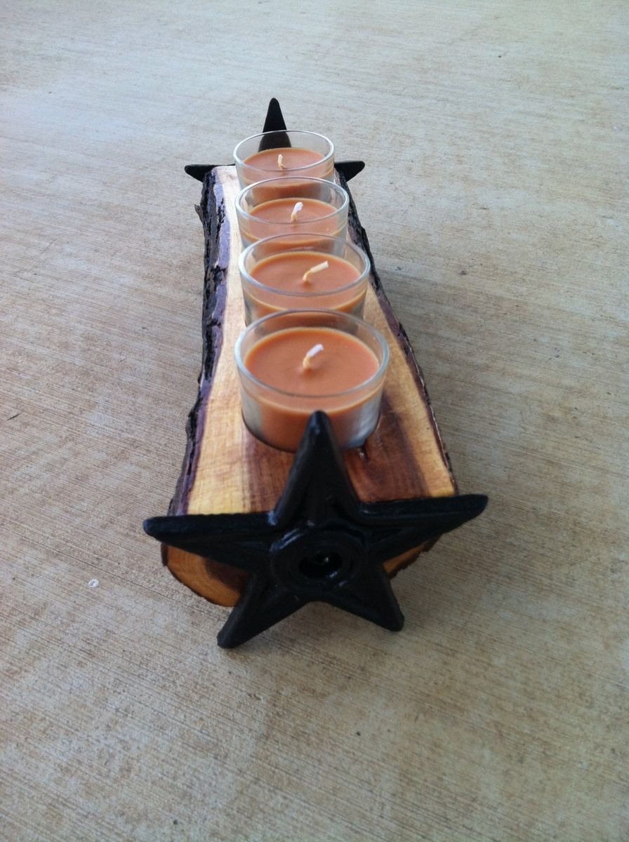 Hand Made Candle Holder, Texas Mesquite Candle Holder by Bc Creative