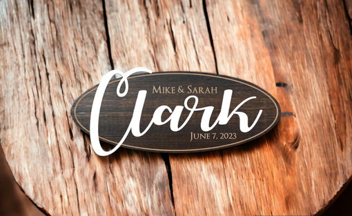 Custom Made Routed Personalized Wood Oval Family Name Sign
