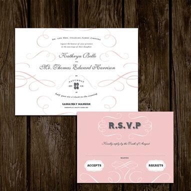Custom Made Pink Flourish Wedding Invitations