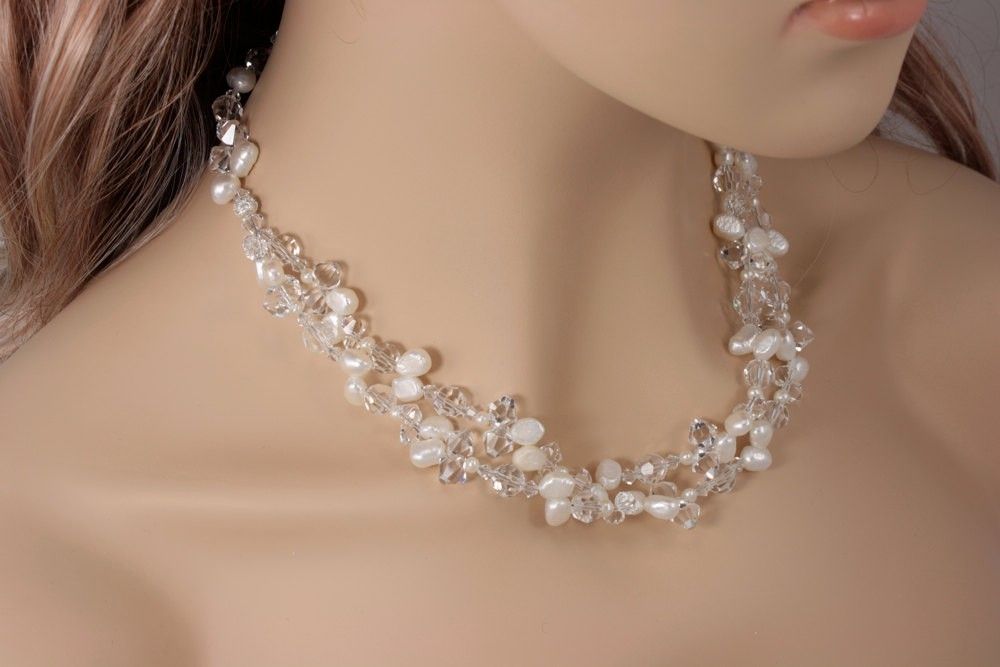 Hand Crafted Chunky Bridal Necklace Statement Wedding Necklace