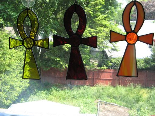 Custom Made Ankh Cross Stained Glass