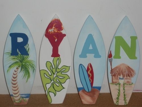 Custom Made 1ft Nursery Wood Surfboard Letters