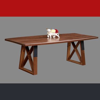 Custom Made Dragonfly Dining/Conference Table ~ Industrial Modern Walnut Bow Top