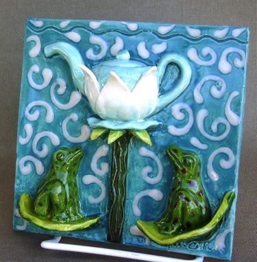 Custom Made Froggy Flower Tea 3-D Tile