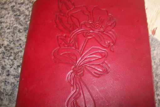 Custom Made Custom Leather Photo Album With Rose And Ribbon Design In Red