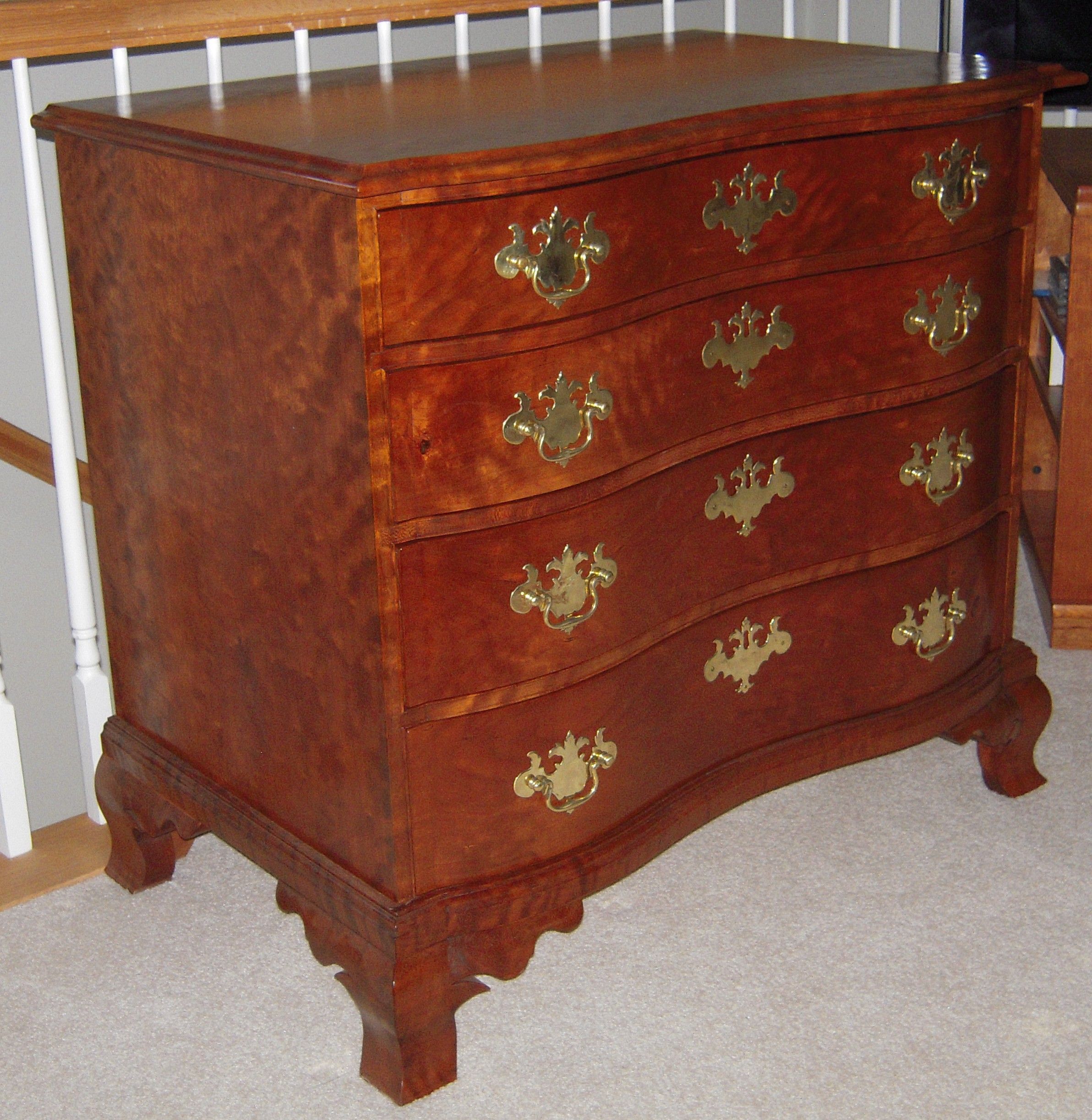 Buy Hand Made Chest, Oxbow, 4 Drawers, Curly Cherry, made to order from