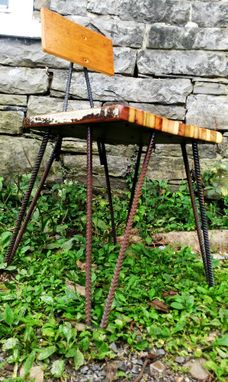 Custom Made Funky Industrial Dining Chairs With Hairpin Rebar Legs And Reclaimed Wood
