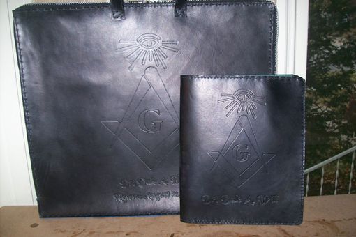 Custom Made Custom Leather Masonic Apron Case With Matching Portflio