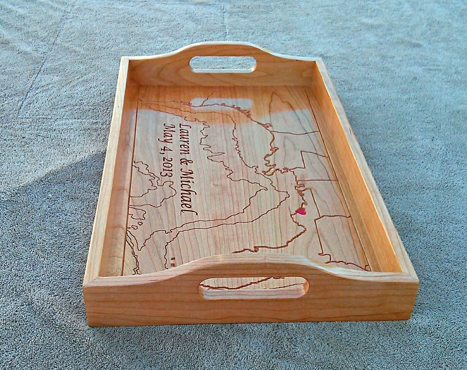 Custom Made Carved Oval Serving Tray by Woodwright Innovations