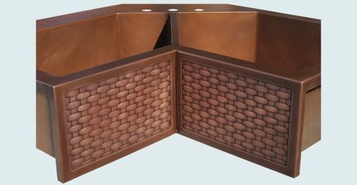 Custom Made Copper Sink With Woven Apron & 5-Sided Bowls