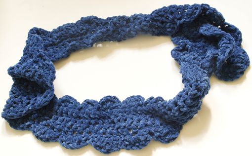 Custom Made Crochet Chenille Scarf With Scalloped Edge