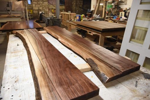 Custom Made Live Edge Dining Table Glass Walnut Inverted