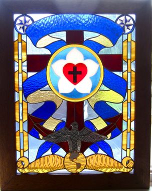 Custom Made Stained Glass And Fused Glass Panel- Navy Chaplain Retirement Celebration