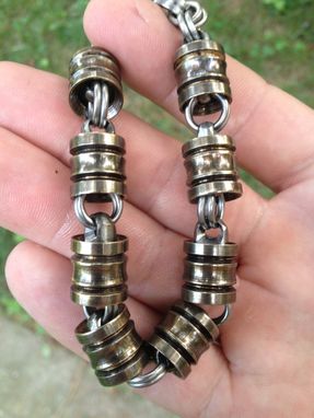 Custom Made Bronze And Titanium Lantern Bead Bracelet