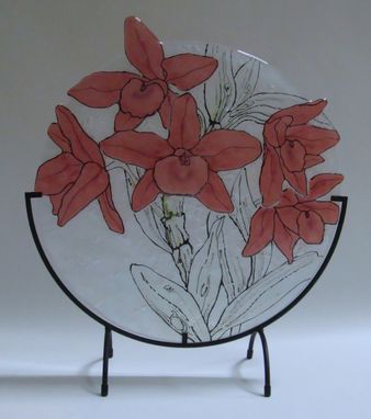 Custom Made Crimson Blooms - Glass Fusing Artwork
