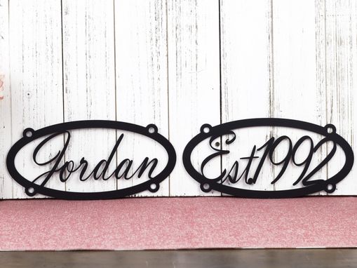 Custom Made Family Name, Established Year, And Child Name Oval Metal Signs