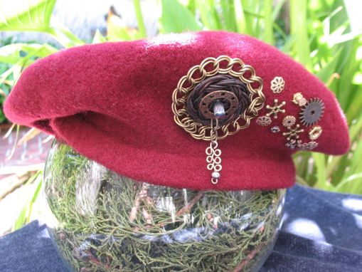 Custom Made Hat: Beret With Steampunk Accessories