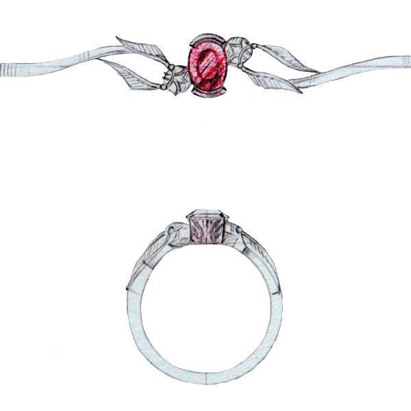 The stunning Mozambique garnet is magically set with rose and white gold.