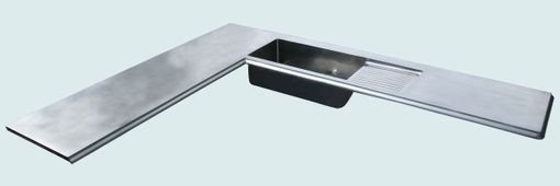 Custom Made Pewter Countertop With Integral Sink And Drainboard