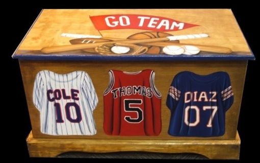 Custom Made Wooden Sports Jersey Toy Box Custom Designed With Your Sport