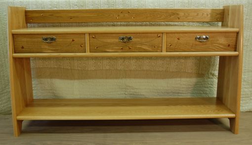 Custom Made Solid White Oak Sideboard With Floral Inlay