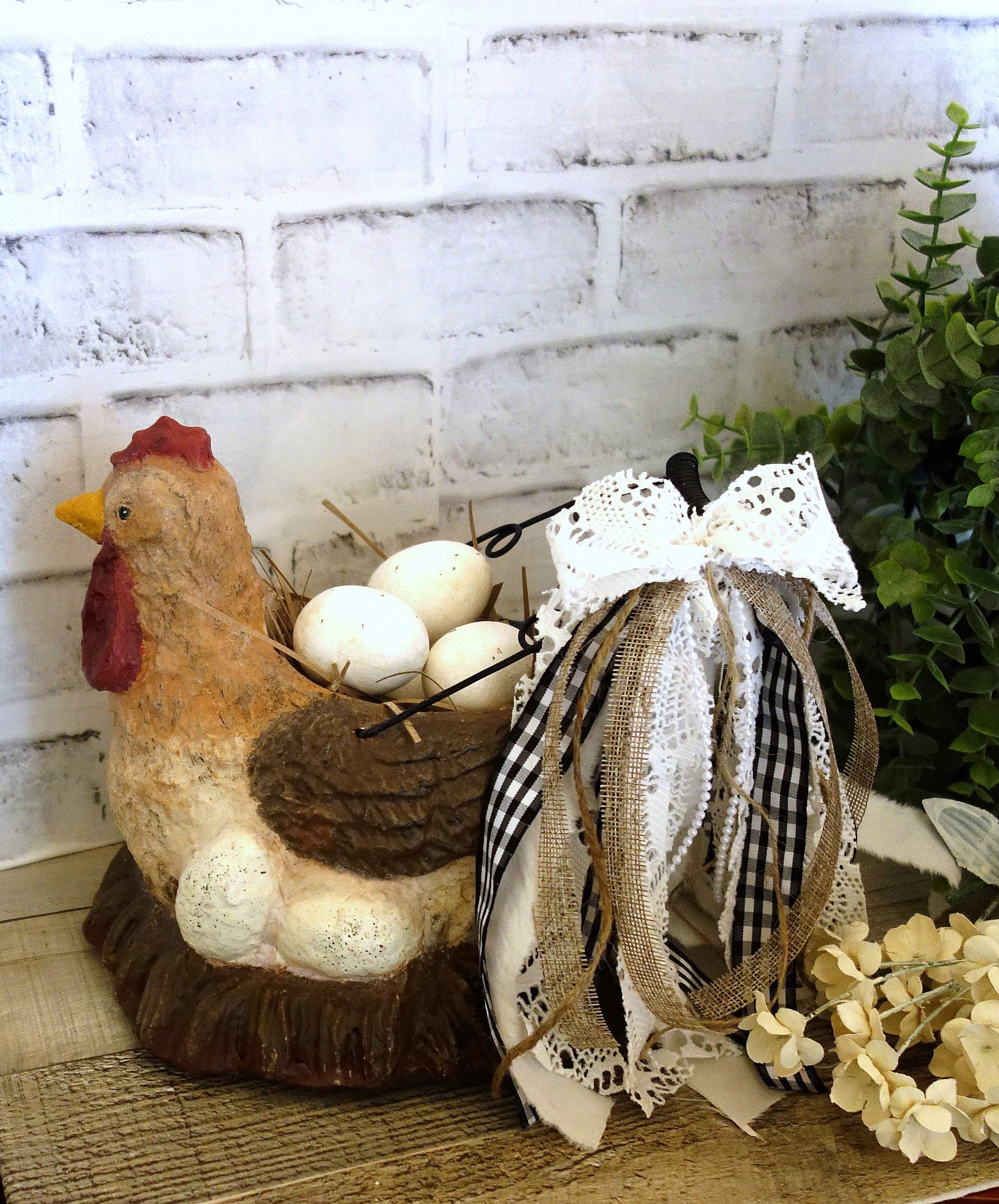 Buy Hand Crafted Vintage Handmade Chicken Hen Egg Basket French Country
