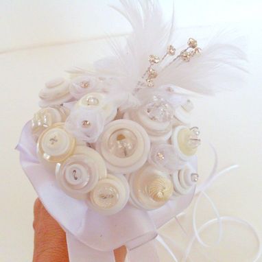 Custom Made Cream And White Buttons Mini Bridal Bouquet