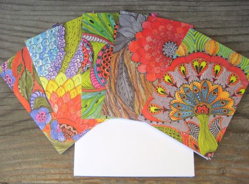 Custom Made Notecards Bright Colors-Set Of 5 Cards With Artwork Envelopes Included Blank Inside