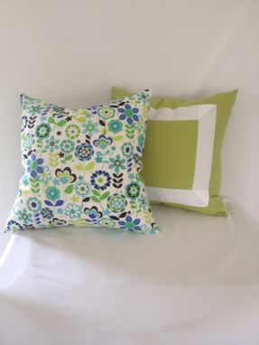 Custom Made Blue And Green Floral Print Cotton Pillow Cover