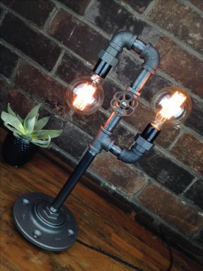 Custom Made Industrial Edison Bulb Light - Iron Pipe Table Lamp