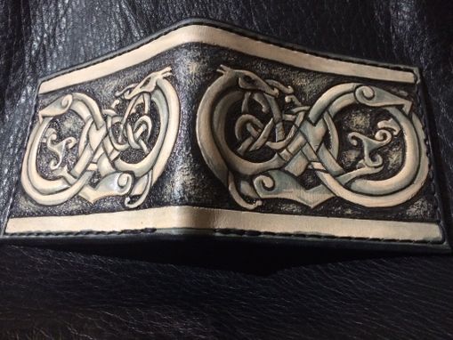 Custom Made Leather Viking Dragon Wallet Leather Bifold