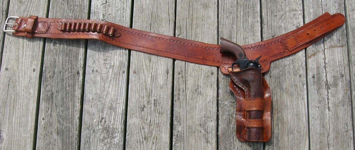 Custom Western Gun Belt And Double Loop Holster By Red Wolf Leather 